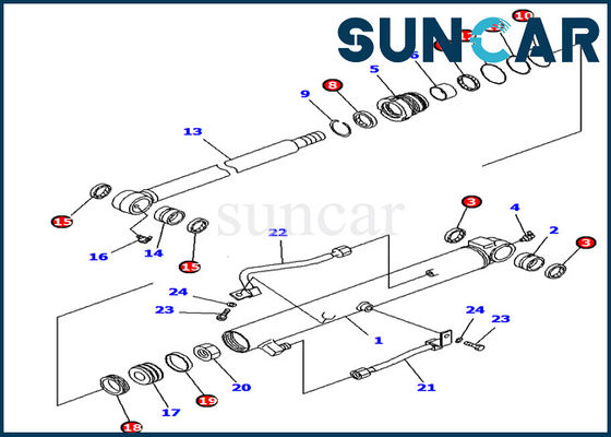 707-39-65190 Kova Silindir Conta Takımı Komatsu Ekskavatör PC10UU PC14R PC16R Tamir Takımı