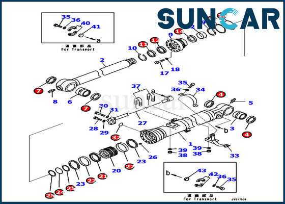 707-99-48710 Komatsu ARM Silindir Conta Takımı Silindir İç Parçaları PC240LC-10 Ekskavatör Tamir Takımı