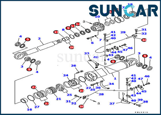 PC1800-6 Bom Silindir Conta Kiti 707-99-87700 Komatsu ekskavatör iç parçaları servis kitine uyar