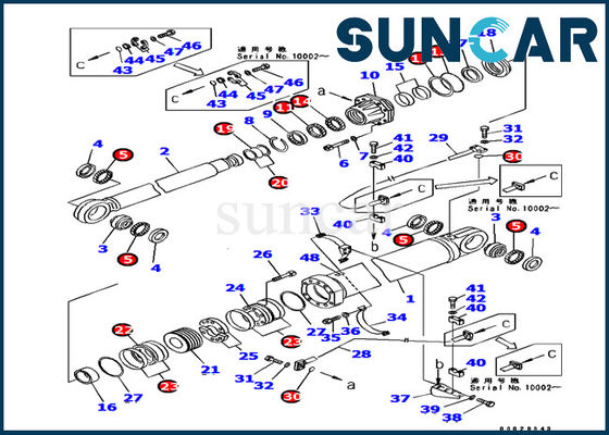 Sızdırmazlık Kiti 707-99-87720 Komatsu Ekskavatör PC1800-6 için Bom Silindiri Tamir Contası Kiti