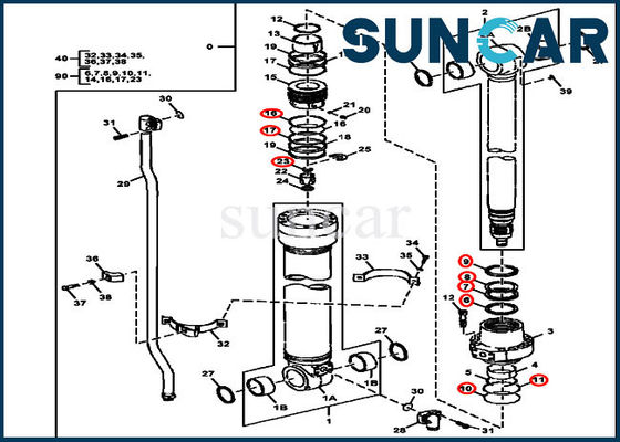 Aşınma Direnci FYA00001400 Ekskavatör Kolu Sızdırmazlık Kiti 245GLC 230GW Deere Silindir Kitleri