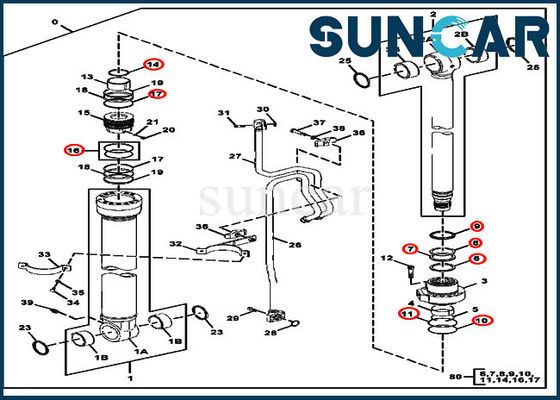 FYA00001396 245GLC Ekskavatör için Bom Silindir Conta Kiti Servis Kiti JOHN DEERE