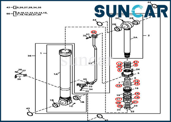FYA00010735 Ekskavatör Servis Kiti John Deere Hidrolik Kepçe Silindir Bileşenleri