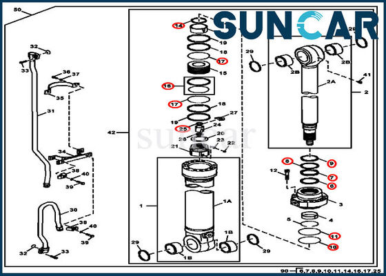 Kol Silindiri 4S00930 Deere Yedek Conta Kiti 350DLC 350GLC JOHN DEERE Ağır Ekipmana Uyar