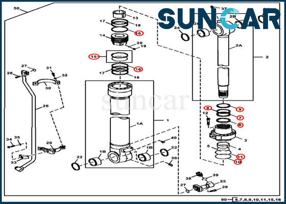 FYA00001398 Kova Silindir Conta Tamir Takımı ISO9001 3754D 350DLC John Deere Servis Kiti