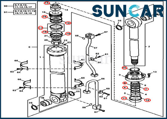 Hidrolik Yağ Keçesi Kitleri 4S00956 John Deere 450LC 200LC 450CLC için Kol Silindir Tamir Takımı