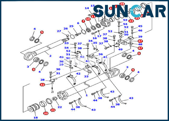 Komatsu Ekskavatör PC1600-1 Model Kol Silindir Conta Takımı 707-99-85200 Hidrolik İç Tamir Parçaları