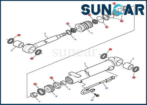 PC15R-8 Komatsu Ekskavatör Hidrolik Parçaları Servis Kiti 878000502 Bom Silindir Conta Takımı