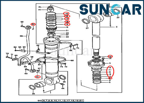 AT196471 Bom Silindir Conta Kiti 450CLC 550LC Deere Modelleri Ekipman için Servis Kitleri