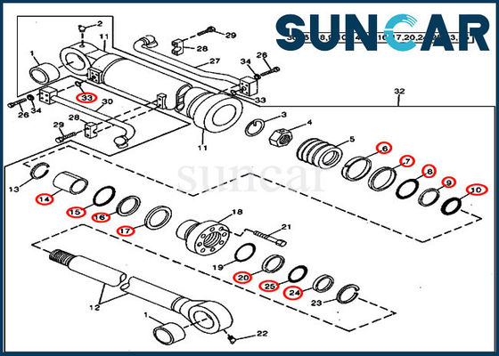 AT264443 John Deere 490 Ekskavatör Modelleri için Kova Silindiri Değiştirme Conta Kiti