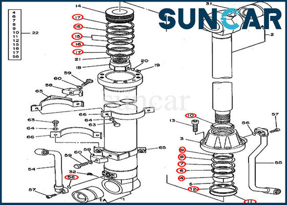 AT264445 Kova Hidrolik Conta Tamir Takımı 495D 490 John Deere Mekanik Sızdırmazlık Parçaları