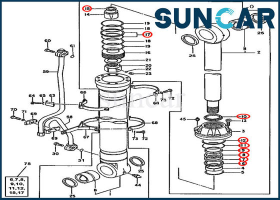 JOHN DEERE 4660103 Bom Silindir Conta Kiti Tamir Sızdırmazlık Kiti 600C 550LC Ekskavatöre Uyar