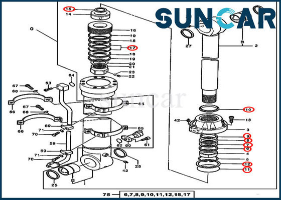Hidrolik Silindir Yağ Keçesi Kiti 4438690 Kova Sızdırmazlık Kiti 550LC John Deere Modellerine Uyar