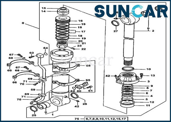 4438696 Kepçe Servis Takımları 550LC Ekskavatör için Deere Silindir Conta Tamir Takımı