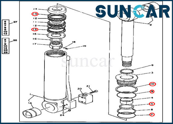 4240075 Stabilizatör Silindiri Değiştirme Servis Kiti Ekskavatör 595D John Deere'a Uyar