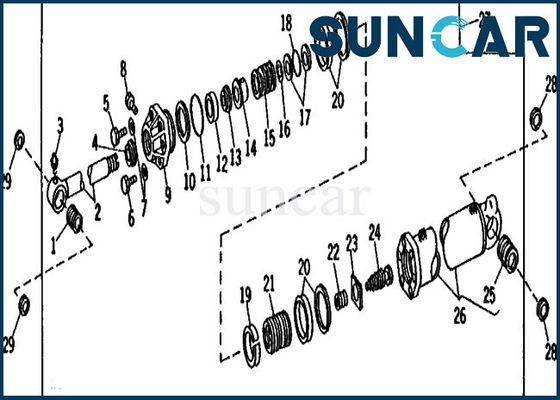 AT45305 Kova Silindir Conta Takımı 890 John Deere Ekskavatör Conta Tamir Takımları
