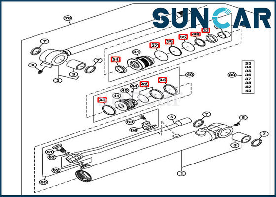 4652138 Hidrolik Kova Silindiri Tamir Contası Takımı 35mm Çubuk 55mm Çapa Uyar JOHN DEERE