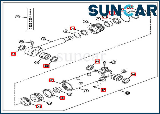 4652458 Bıçak Değiştirme Sızdırmazlık Kiti John Deere 27D Ekskavatör Silindir Conta Takımları