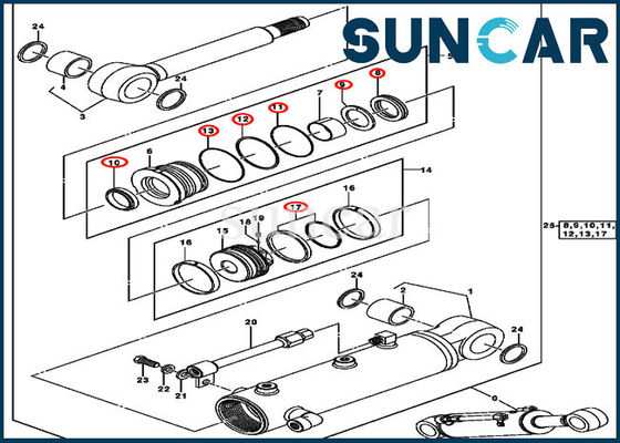 Bıçak Hidrolik Yağ Keçesi Kitleri 0843907 50C Ekskavatör John Deere için Silindir Tamir Contası Kiti
