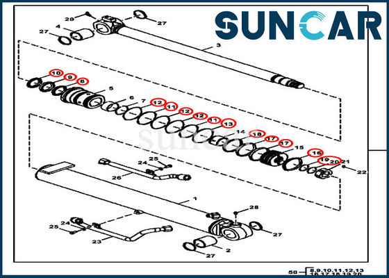 Silindir Keçe Kiti FYD00000071 Hidrolik Bom Sızdırmazlık Kiti 50D 50G John Deere'a Uyar