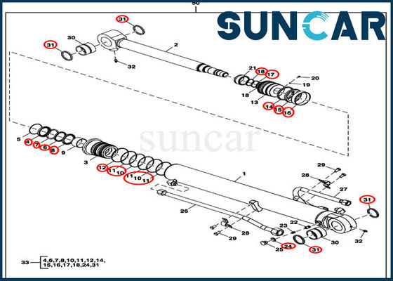 FYD00000086 John Deere 60D 60G için Kol Silindir Conta Kiti Değiştirme Servis Kiti