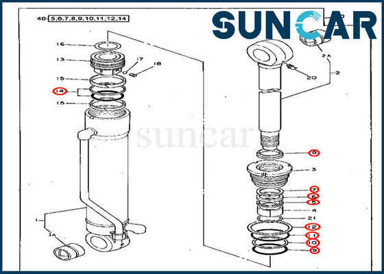 4217003 John Deere Ekskavatör 70D için Kol Silindir Conta Kiti Değiştirme Servis Kiti