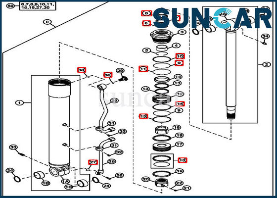 4663491 Silindir Conta Tamir Takımı Bom Değiştirme Takımları John Deere 75D 85D'ye Uyar