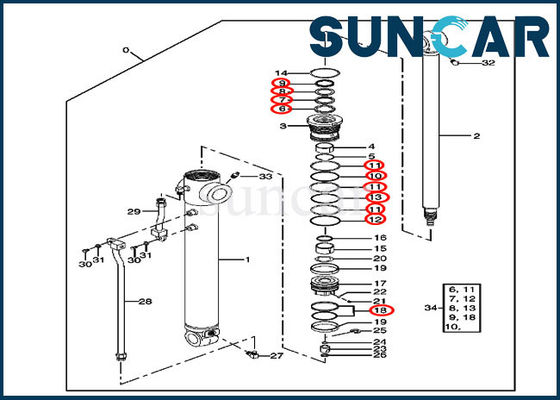 Kol Sızdırmazlık Kiti 4415584 Ekskavatör 80 80C John Deere için Silindir Değiştirme Yağ Keçesi Kiti