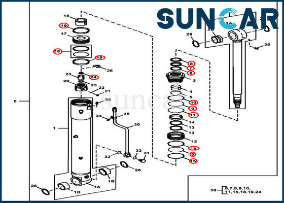 4696459 Döner Silindir Tamir Sızdırmazlık Kiti Deere 85D 85G Hidrolik CYL Yağ Keçesi Kitleri