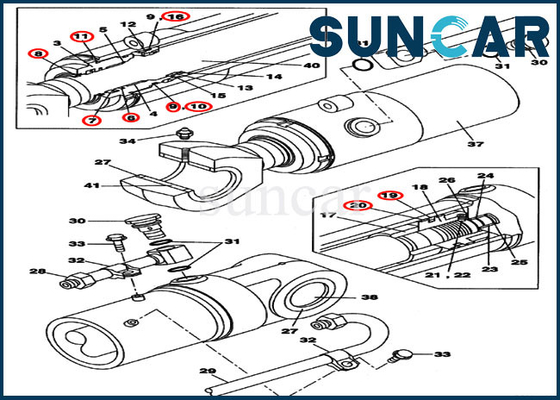 CX80 Kasa LZ008240 Bom Salıncak Silindir Conta Tamir Takımı OEM Paletli Ekskavatör Parçaları