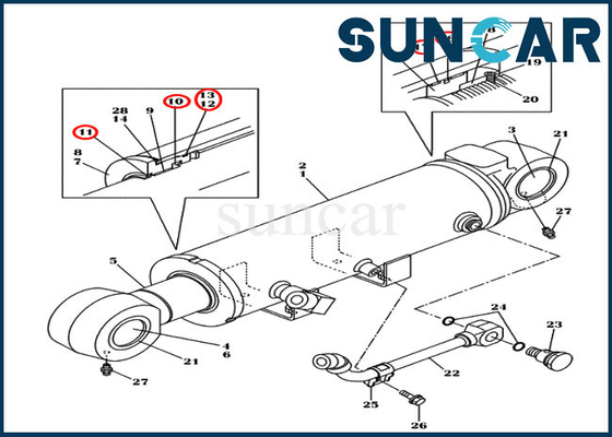 LZ011480 Bıçak Silindir Conta Takımı Ekskavatör CX145C SR CX130C Kasa Contası Tamir Takımı