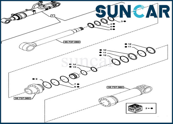 LZ014960 Kol Contası Tamir Takımı Silindir Servis Kiti Ekskavatör CX750DRTC VAKA Uyar