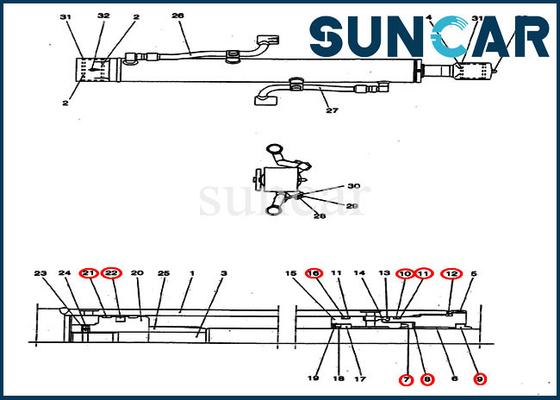 PV01V00039R300 Bom Silindir Conta Takımı Ekskavatör CX25 CASE Yedek Parçaları