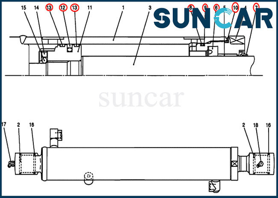 PV01V00045R300 Kova/ Dozer Bıçağı Conta Kiti, Case CX27B CX17B Silindir Servis Kiti için