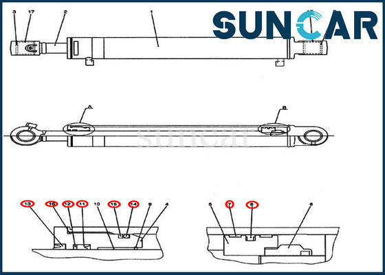 PH01V00031R300 Salıncak Silindir Conta Takımı Tamir Takımları CX50B Ekskavatör VAKA Makine Contasına Uyar