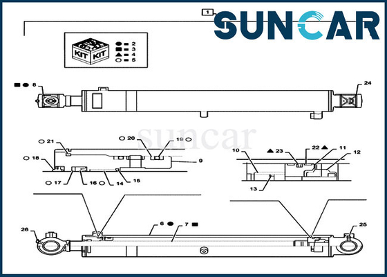 Bom Tamir Contası Kiti PS01V00001R400 Case CX55B Silindir Çubuğu 55 MM Çap 90 MM Ekskavatöre Uyar
