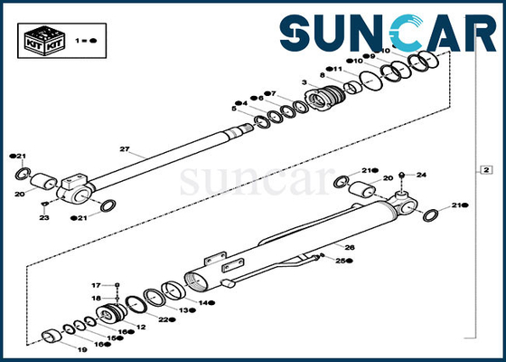 CX17C Kasa XKCC-01524 Bom CYL Sızdırmazlık Kiti XKCC01524 Mini Ekskavatör Silindir Servis Kiti