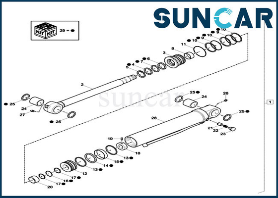 XKCC-01438 XKCC01438 Kepçe Silindir Conta Kiti Kasa CX33C CX37C OEM Hidrolik Servis Kiti