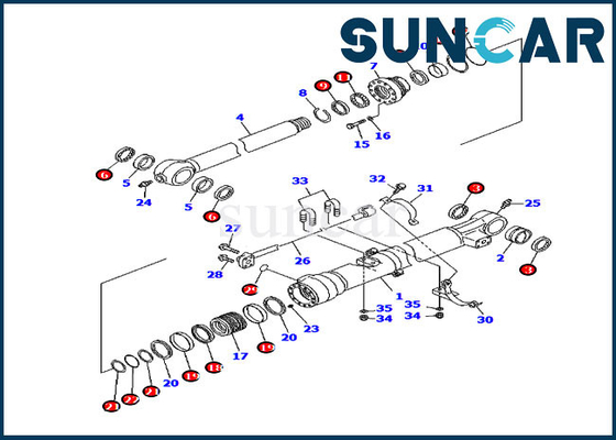 707-99-47570 Kova Sızdırmazlık Kiti PC200-7 PC200LC-7 Modelleri Komatsu Silindir Tamir Conta Takımı