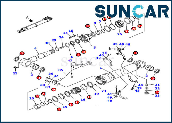 Komatsu Ekskavatör PC200-8 PC210LC-8K Hidrolik Silindir için Kol Conta Kiti Servis Kiti 707-99-50500
