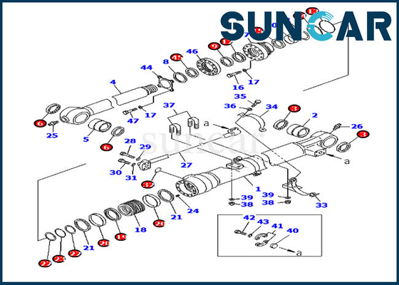 Conta Kiti 707-99-45070 Komatsu PC200-8 HB205-1 HB215LC-1 için Kova Servis Kiti Hidrolik Silindir
