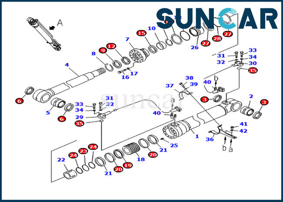 707-98-47710 Bom Servis Kiti 90MM Çubuk 130MM Delik Komatsu PC200LC-8 PC200LC-8E0 Silindir Conta Kiti