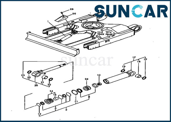 PC20FR-2 Komatsu YM172168-72010 Bıçak Conta Kiti Hidrolik Silindir Ekskavatör İç Parçasına ve Kapağına Uyar