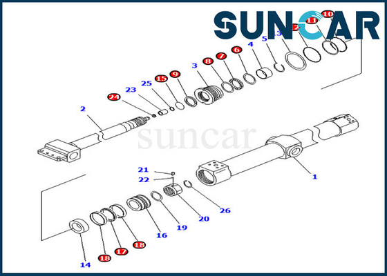 Conta Kiti KB3011A-00222 Komatsu PC200SC-7-M1 PC200SC-6 Telesko Kol için Slayt Silindir Tamir Takımı
