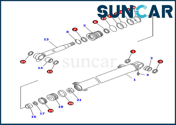 Komatsu İç Parçaları 707-98-14760 Bom Conta Takımı Modelleri PC20MR-1 PC20MRX-1 Silindir Tamir Takımı