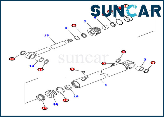 707-98-14790 Komatsu PC20MR-2 PC26MR-3 Yedek Kitleri için Bom Döner Silindir Conta Kiti