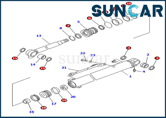 PC20R-8 Komatsu İç Parçaları 707-98-14890 Hidrolik Conta Kiti Ekskavatör Bom Silindiri Servis Kiti