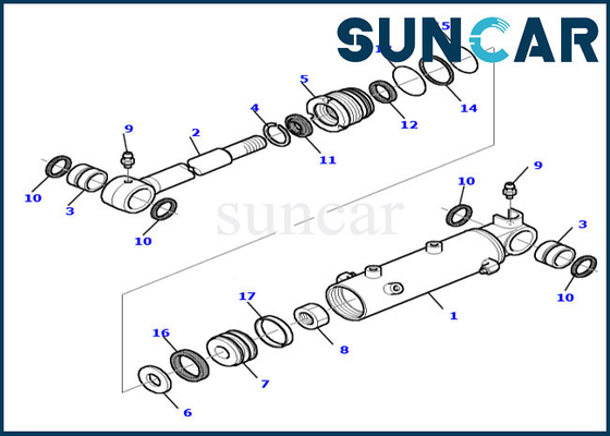 878000519 Komatsu PC20R-8 Yedek Servis Parçaları için Bıçak Conta Kiti Hidrolik Silindir
