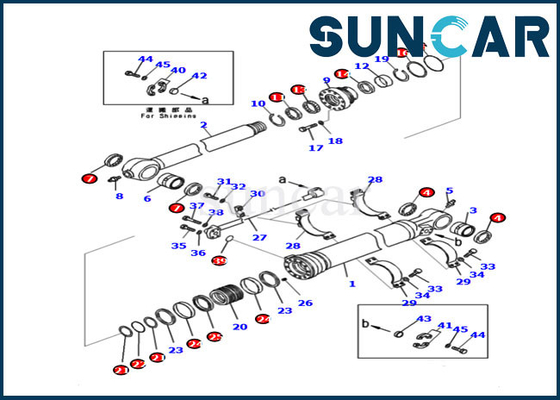 PC210LC-11 PC228US-11 Modelleri Komatsu 721-99-47131 Kol Silindir Keçesi Tamir Takımı Ekskavatör Yağ Keçesi Kitleri