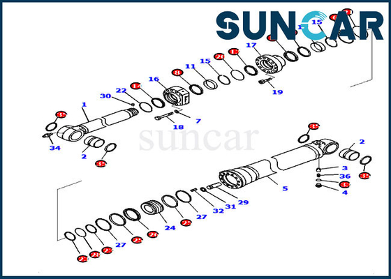 PC210LCI-11 D375AI-8E0 721-98-02330 Komatsu Kol Silindir Conta Kiti Hidrolik Servis Kiti Parçaları